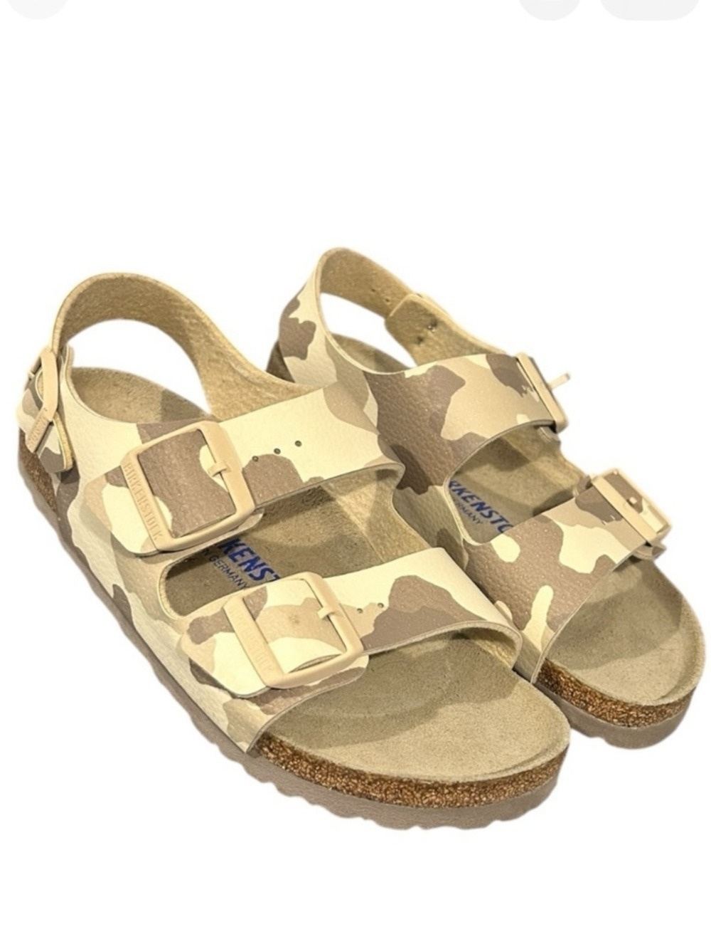 BIRKENSTOCK Milano Birko-Flor Desert Soil Gray Taupe Camo Soft Footbed NWOB 38